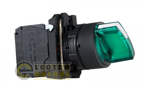 Кнопка Аско-Укрем A0140010165 TB5-AK123M5 зелёная поворотная 2-поз. с подсветкой