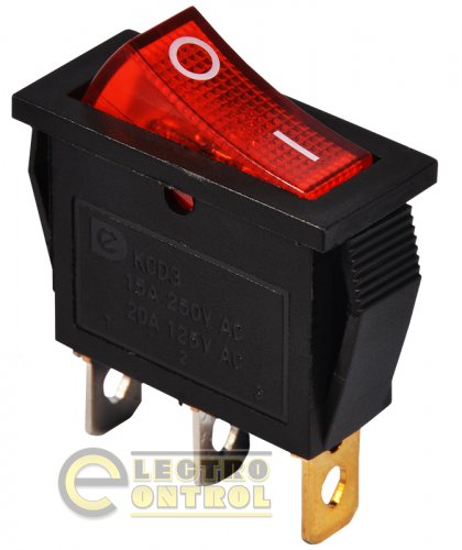 Перемикач Аско-Укрем A0140040027 KCD3-101N R/B 220V 1 клав. червоний з підсвічуванням