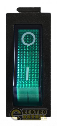 Перемикач Аско-Укрем A0140040028 KCD3-101N GR/B 220V 1 клав. зелений з підсвічуванням