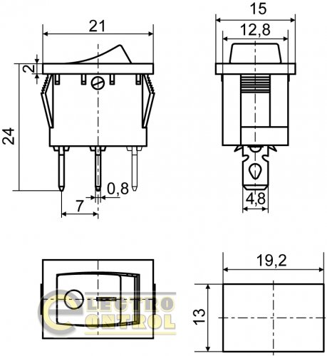 Перемикач Аско-Укрем A0140040054 KCD1-2-101N GR/B 220V 1 клав. зелений з підсвічуванням
