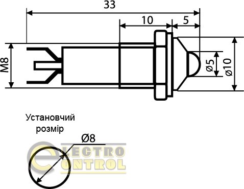 Сигнальная арматура Аско-Укрем A0140030088 AD22B-8 красная 24V AC/DC