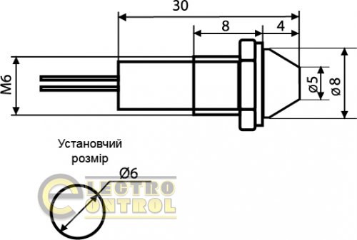 Сигнальна арматура Аско-Укрем A0140030095 AD22C-6 зелена 24V AC/DC