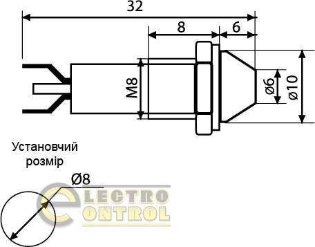 Сигнальна арматура Аско-Укрем A0140030102 AD22C-8 жовта 24V AC/DC