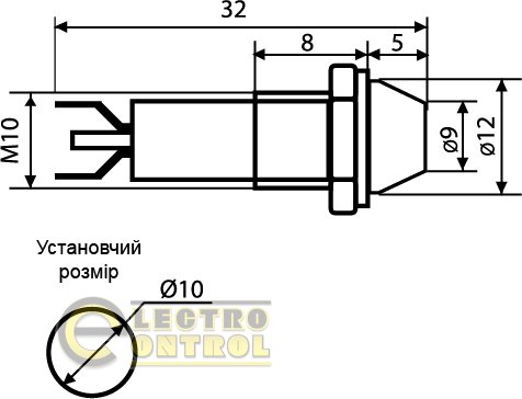 Сигнальная арматура Аско-Укрем A0140030124 AD22C-10 красная 220V AC