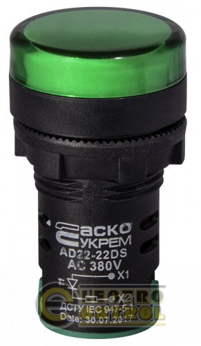 Сигнальна арматура Аско-Укрем A0140030151 AD22-22DS зелена 380V АC