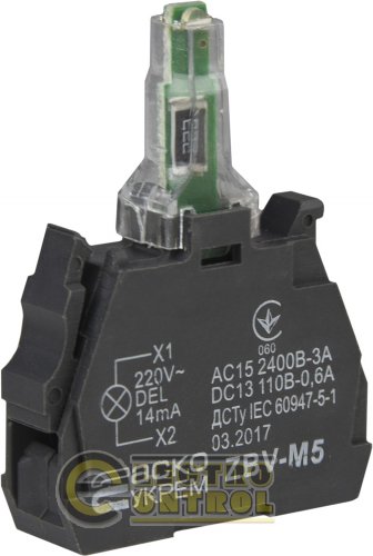 Блок Аско-Укрем A0140010221 ZBV-M5 для підсвіч. жовтий 220В для кнопок TB5