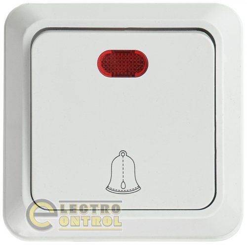 Выключатель Аско-Укрем звонковый с подсветкой ВЗд10-1-Ct-W белый