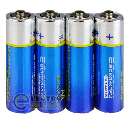 Батарейка солевая Аско-Укрем AА.R6.SP4 (упаковка 4шт.)