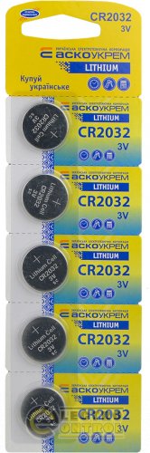 Батарейка литиевая Аско-Укрем CR2032.BP5 (блистер 5шт.)