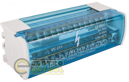 Нулевая шина Аско-Укрем A0150120019 в корпусе VC-215 2х15 ( 2 бруска по 15 отверстий)