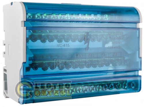 Нулевая шина Аско-Укрем A0150120022 в корпусе VC-415 4х15 (4 бруска по 15 отверстий)