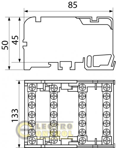 Нулевая шина Аско-Укрем A0150120022 в корпусе VC-415 4х15 (4 бруска по 15 отверстий)