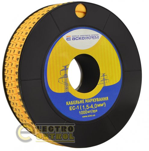 Маркировка для кабеля Аско-Укрем A0150080029 EC-1 1,5-4,0 мм² символ "4"