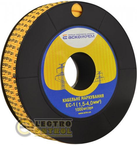 Маркування для кабелю Аско-Укрем A0150080037 EC-1 1,5-4,0 мм² символ "6"