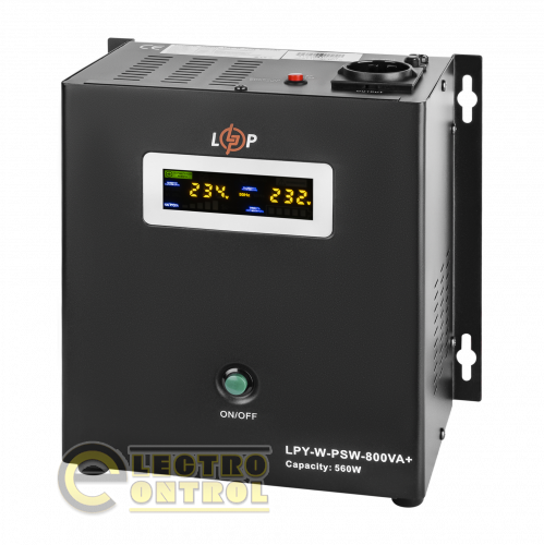 ДБЖ з правильною синусоїдою 12V LPY-W-PSW-800VA+(560Вт)5A/15A