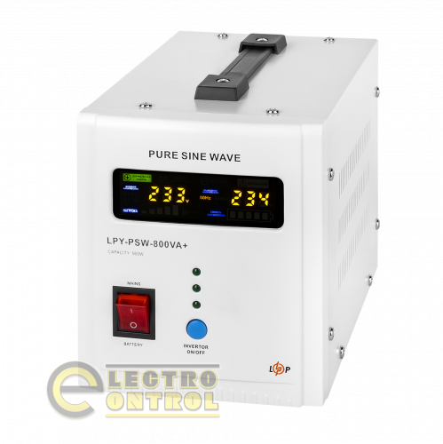 ДБЖ з правильною синусоїдою 12V LPY-PSW-800VA+(560Вт)5A/15A