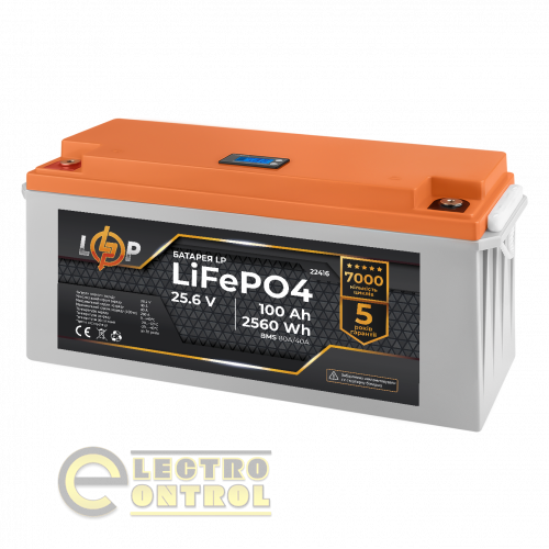 Аккумулятор LP LiFePO4 24V (25,6V) - 100 Ah (2560Wh) (BMS 80/40А) пластик LCD