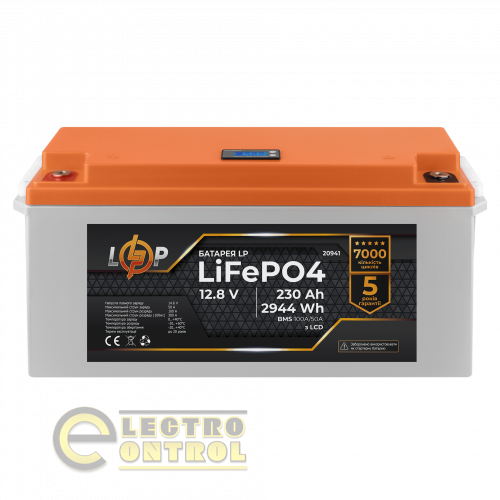 Аккумулятор LP LiFePO4 LCD 12V (12,8V) - 230 Ah (2944Wh) (BMS 100A/50A) пластик