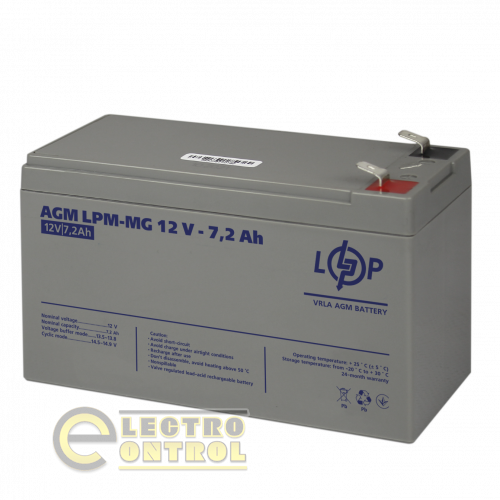 Акумулятор мультигелевий LPM-MG 12V - 7.2 Ah