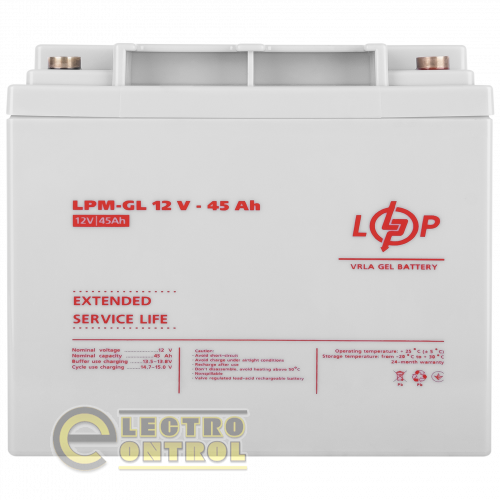Акумулятор гелевий LPM-GL 12V - 45 Ah