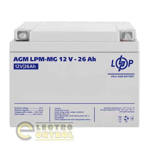 Аккумулятор мультигелевый LPM-MG 12V - 26 Ah