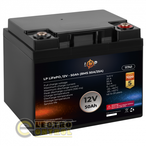 Акумулятор LP LiFePO4 12V (12,8V) - 50 Ah (640Wh) (BMS 50A/25A)