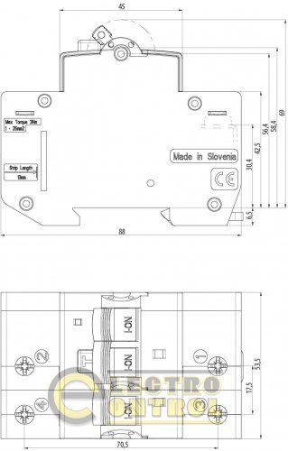 Диференційний автоматичний вимикач ETI KZS-AFDD 3M2p C 25 / 0,03 тип A 10kA 2173876