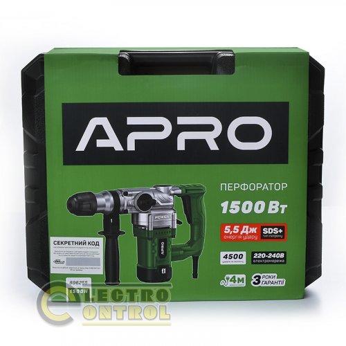Перфоратор бочковой APRO 5,5Дж, 1500В, SDS+, 1500H, кейс