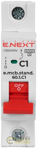Автоматический выключатель однополюсный 1Р 1А C E.Next e.mcb.stand.60.1.C1