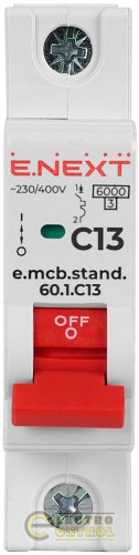 Автоматичний вимикач однополюсний 1Р 13А C E.Next e.mcb.stand.60.1.C13