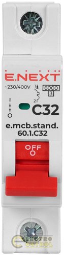Автоматический выключатель однополюсный 1Р 32А C E.Next e.mcb.stand.60.1.C32