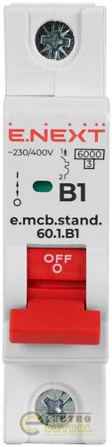 Автоматический выключатель однополюсный 1Р 1А B E.Next e.mcb.stand.60.1.B1