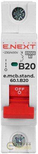 Автоматический выключатель однополюсный 1Р 20А B E.Next e.mcb.stand.60.1.B20