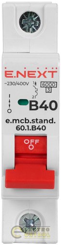 Автоматичний вимикач однополюсний 1Р 32А B E.Next e.mcb.stand.60.1.B32