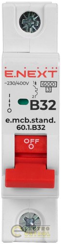 Автоматический выключатель однополюсный 1Р 40А B E.Next e.mcb.stand.60.1.B40