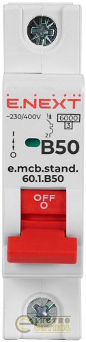 Автоматический выключатель однополюсный 1Р 50А B E.Next e.mcb.stand.60.1.B50