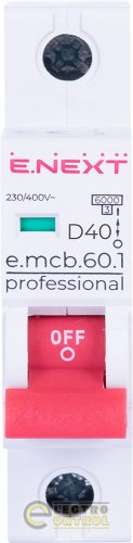 Автоматический выключатель однополюсный 1Р 40А D E.Next e.mcb.pro.60.1.D.40