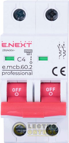 Автоматичний вимикач двополюсний 2Р 4А C E.Next e.mcb.pro.60.2.C4