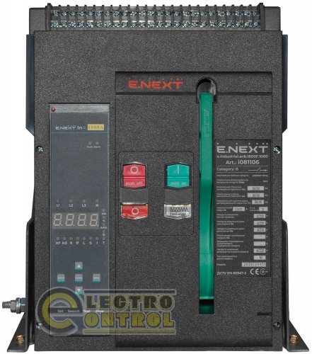 Воздушный автоматический выключатель Enext e.industrial.acb.1600F.1000 стационарный 0.4кВ 3Р электронный расцепитель мотор-привод и РН