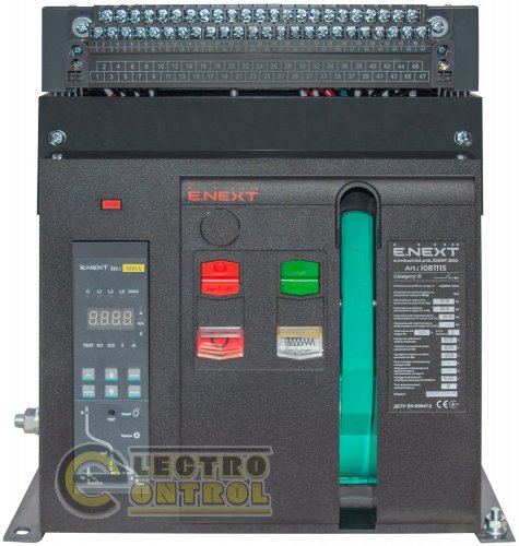 Воздушный автоматический выключатель Enext e.industrial.acb.2000F.800 стационарный 0.4кВ 3Р электронный расцепитель мотор-привод и РН