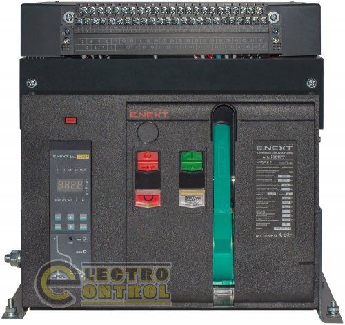 Повітряний автоматичний вимикач Enext e.industrial.acb.3200F.3200 стаціонарний 0.4кВ 3Р електронний розчіплювач мотор-привід та РН