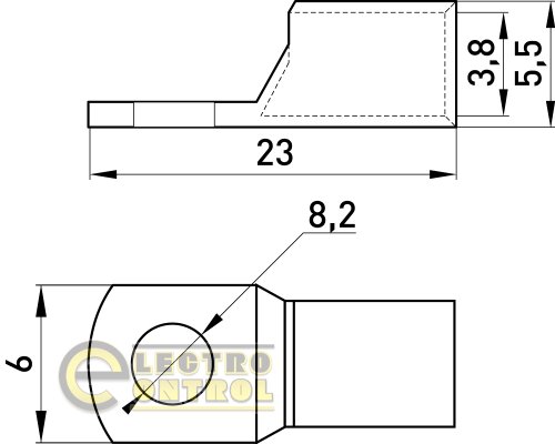 Мідний луджений кабельний наконечник Enext e.end.stand.c.6 D8.2