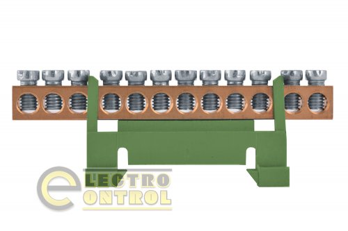 Шина нульова Enext e.bs.stand.1.12.green 12 отворів зелена