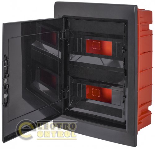 Щит Enext пластиковый на 24 модуля e.plbox.pro.w.24b.black встраиваемый черный с непрозрачной дверцей IP40