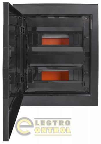 Щит Enext пластиковый на 24 модуля e.plbox.pro.w.24b.black встраиваемый черный с непрозрачной дверцей IP40