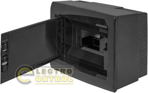 Щит Enext пластиковый на  8 модулей e.plbox.pro.n.08b.black навесной черный с непрозрачной дверцей IP40