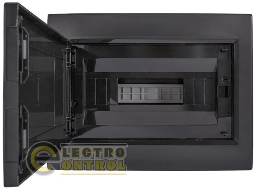 Щит Enext пластиковий на 12 модулів e.plbox.pro.n.12b.black навісний чорний з непрозорими дверцятами IP40