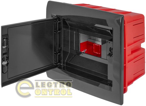 Щит Enext пластиковый на  8 модулей e.plbox.pro.w.08b.black встраиваемый черный с непрозрачной дверцей IP40