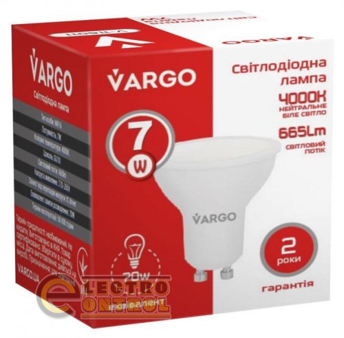 LED лампа VARGO GU10 7W 4000K