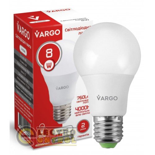 LED лампа VARGO A60 10W E27 6500К 950lm